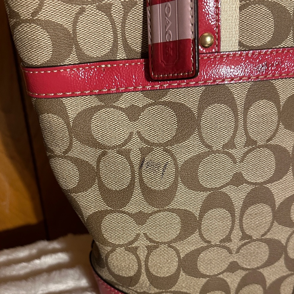 Coach Brown and Pink Signature Tote - Picture 9 of 13